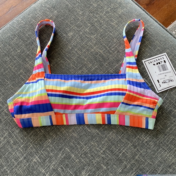 2 For $10 California Sunshine Striped Bikini Top - Picture 3 of 4